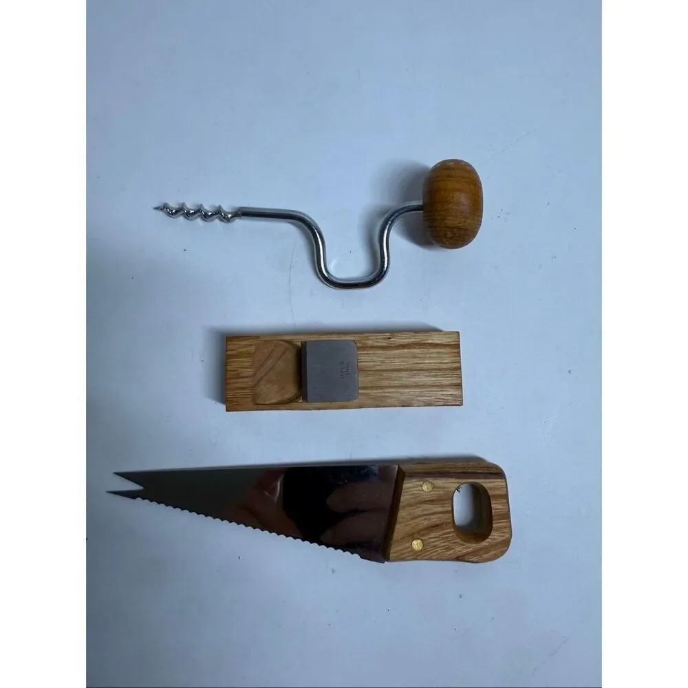 Vintage Novelty Bartender Hoffritz Blade Saw Drill Tools Bar Accessories Set 3ps